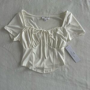 Ivory Short Sleeve Women's Blouse